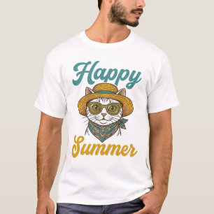 Glad sommar katt vintage gravyr skjorta design_1 t shirt