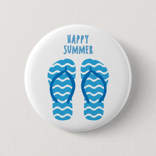 Glad sommar-knapp med flip-flops knapp (Framsida)