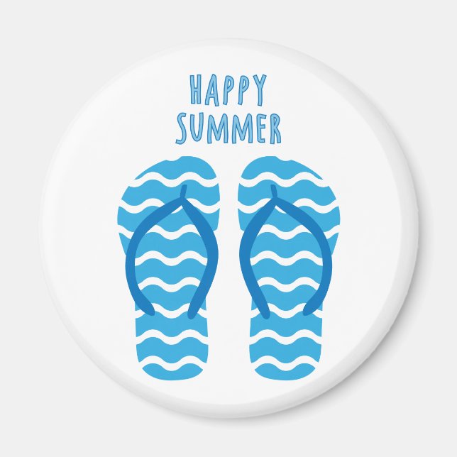 Glad sommar magnet med flip flops (Framsidan)