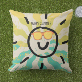 Glad sommar snygg modern färgrik gul blå chic kudde