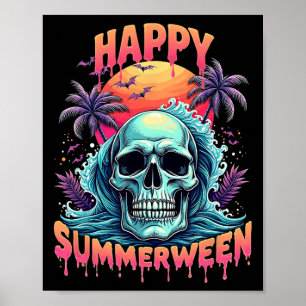 Glad Sommarween Skelett Sommar Vattenmelon Jack-o Poster