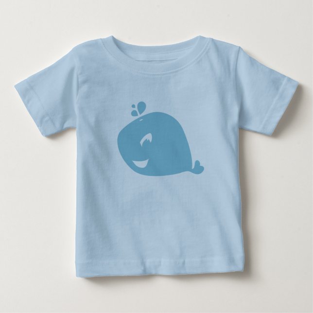 Glad söt blå val t shirt (Framsida)