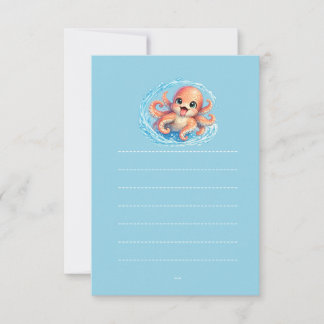 Glad söt bläckfisk Kawaii Havsliv Illustration Inbjudningar