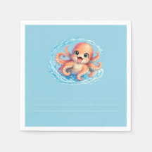 Glad söt bläckfisk Kawaii Havsliv Illustration