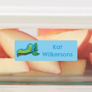 Glad söt grön larv seriefigur personlig klistermärke