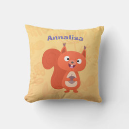 Glad söt röd ekorre serieillustration kudde