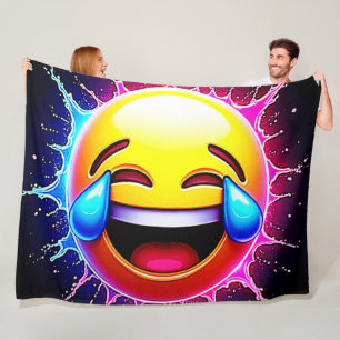 Glad Splash: Skrattande Emoji Konst Fleecefilt