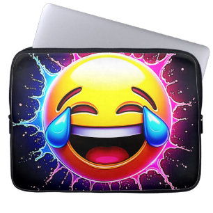 Glad Splash: Skrattande Emoji-konst Laptop Fodral