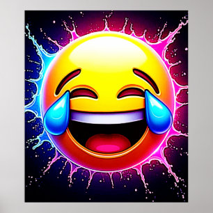 Glad Splash: Skrattande Emoji-konst Poster