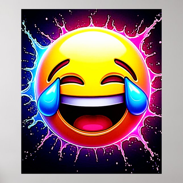 Glad Splash: Skrattande Emoji-konst Poster (Framsidan)
