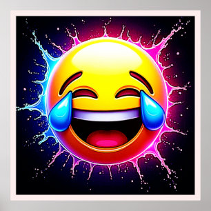Glad Splash: Skrattande Emoji-konst Poster