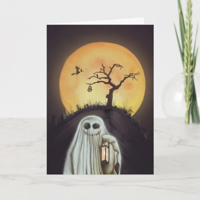 Glad spöke! 5x7 vikbart kort!  helgkort (Framsida)