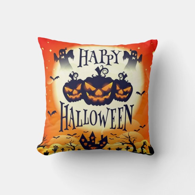 Glad spöklik Halloween Kudde (Framsida)