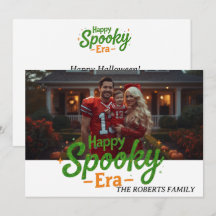 Glad spöktids-kort, familjefoto halloween-kort