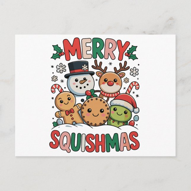 Glad Squishmas Squish Squad Jul Xmas Helg Vykort (Framsida)