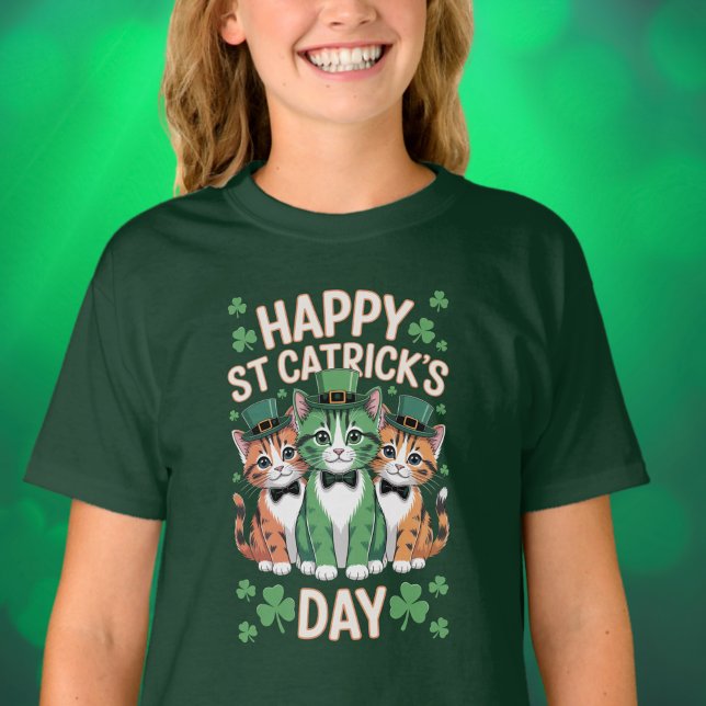 Glad St Catricks dag Cat Lover Dam T-shirt (Skapare uppladdad)