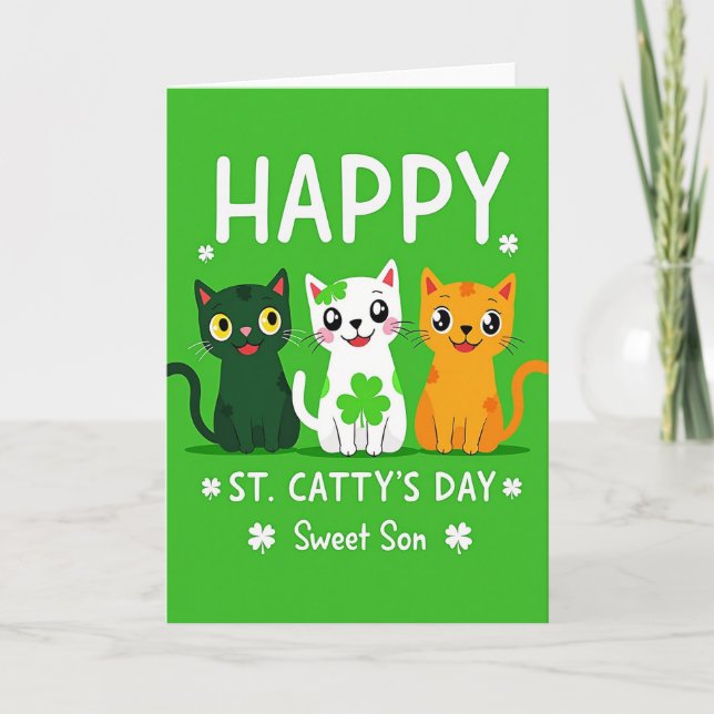 Glad St Cattys dag kattkort Kort (Framsida)