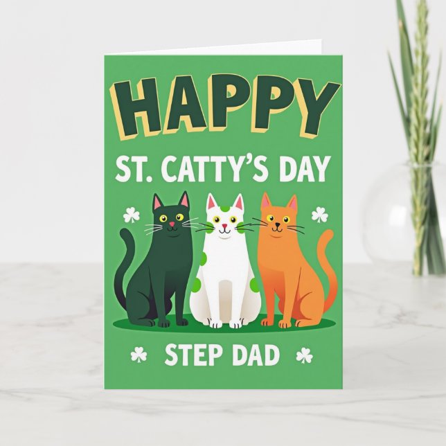 Glad St Cattys dag Step Pappa-kort Kort (Framsida)