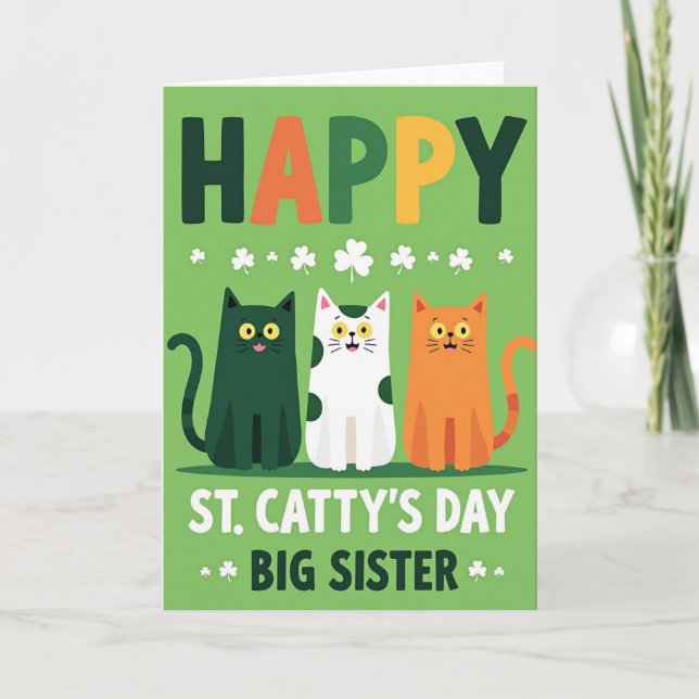 Glad St Cattys dag storasyster-kort Kort (Framsida)