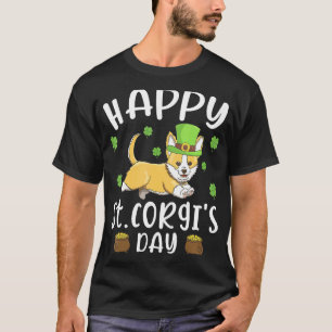 Glad St Corgis dag Rolig Saint Patricks dag Hund T Shirt