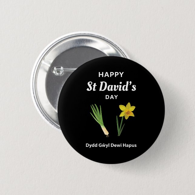 Glad St Davids dag Dydd Gŵyl Dewi Hapus 4 Knapp (Framsida & baksida)