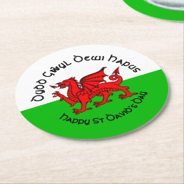 Glad St Davids dag i keltisk stil Underlägg Papper Rund