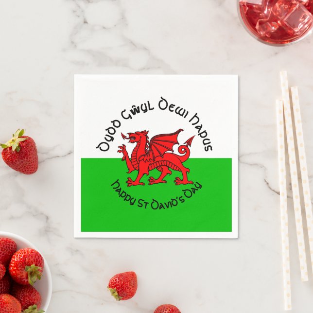 Glad St Davids Day i keltisk stil Cocktail Pappersservett (Insitu)