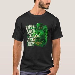 Glad St Katt Tricks Dag Saint Paddys Dag Leprechau T Shirt