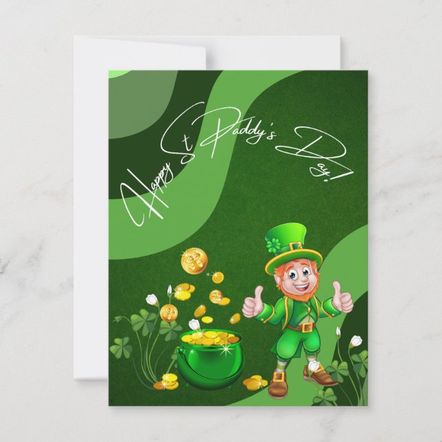 Glad St Paddys dag Leprechaun Julkort (Framsida)