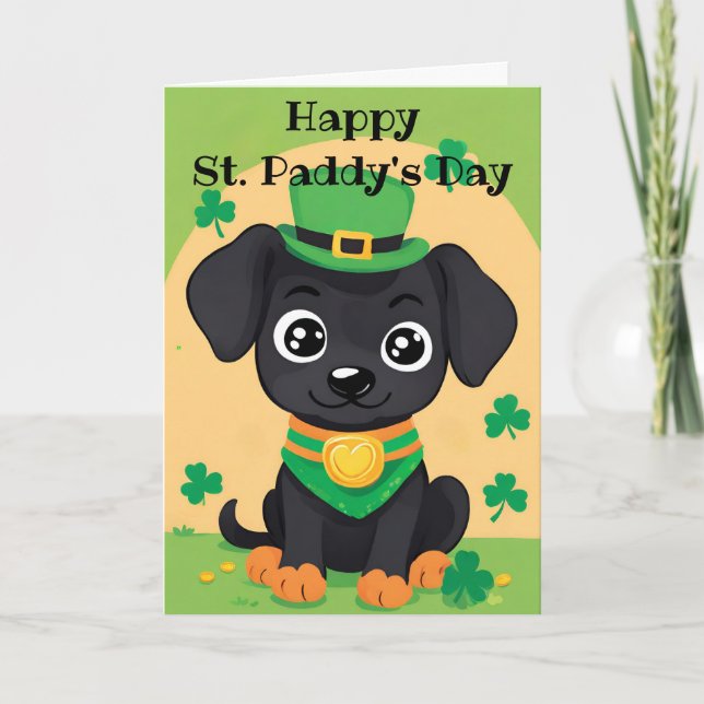 Glad St. Paddy's Day Lekfull Valpkort Helgkort (Framsida)