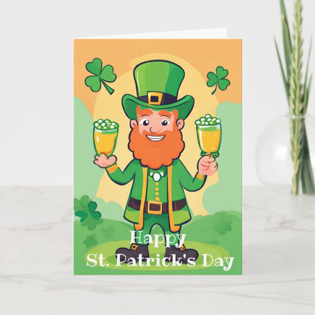 Glad St. Paddy's Day Lekker Leprechaun-kort Helgkort (Framsida)