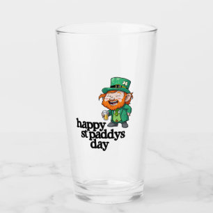 Glad St. Paddys Day Skrattande Leprechaun Öl Glaskopp