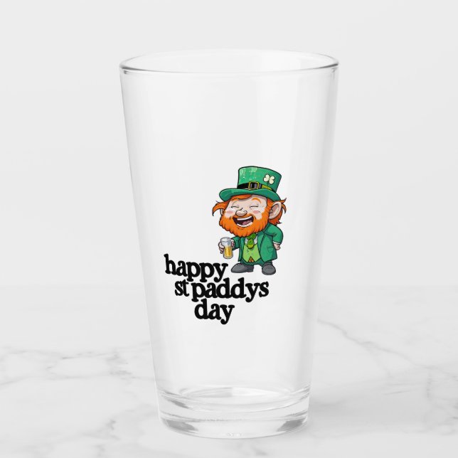 Glad St. Paddys Day Skrattande Leprechaun Öl  Glaskopp (Framsida)
