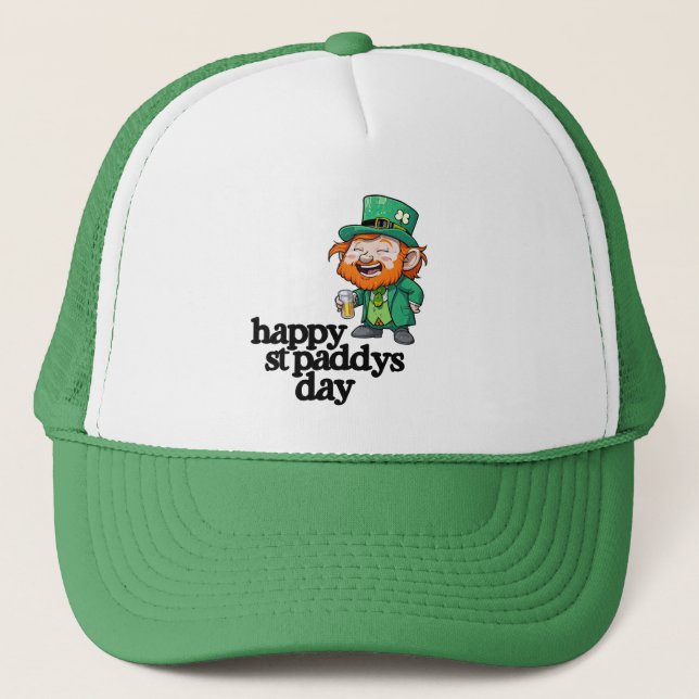 Glad St. Paddys Day Skrattande Leprechaun Öl  Keps (Framsida)