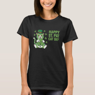 Glad St Pat Katt Dag Meow Irländsk Leprechaun Katt T Shirt