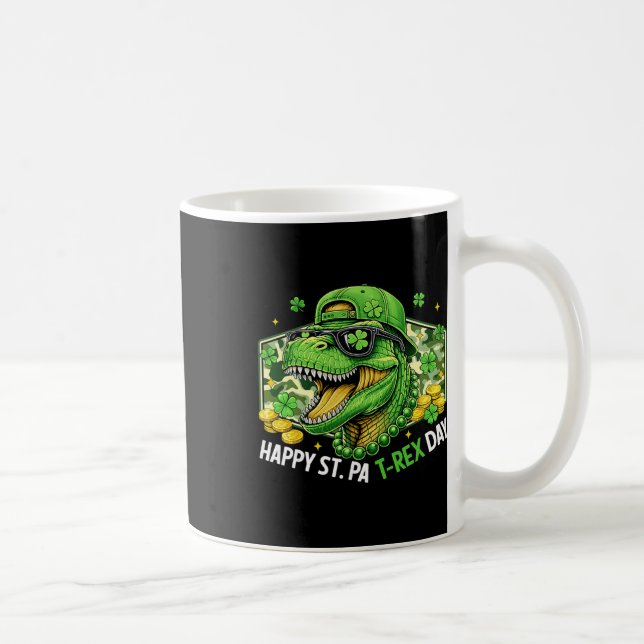 Glad St Pat-rex dag Dinosaurie Kamouflage St Patri Kaffemugg (Höger)