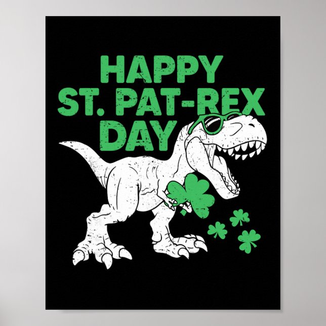 Glad St Pat Rex-dags T-shirt St Patricks Dinosaur  Poster (Framsidan)