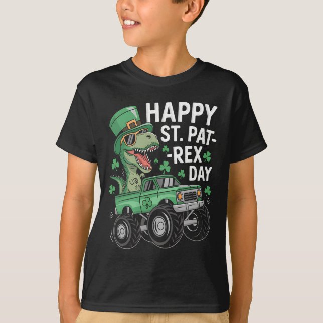 Glad St Pat-rex Patricks dag Dinosaurie Monster La T Shirt (Framsida)