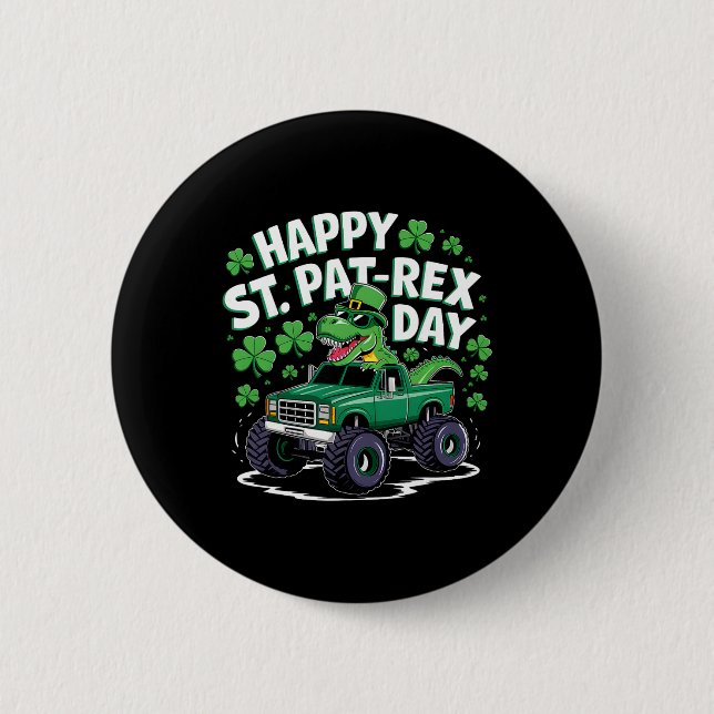 Glad St Pat-rex Patricks dag Dinosaurie Monster Sa Knapp (Framsida)
