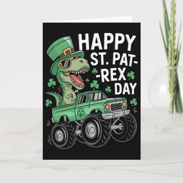 Glad St Pat-rex Patricks dag Dinosaurie Monster Sa Kort (Framsida)