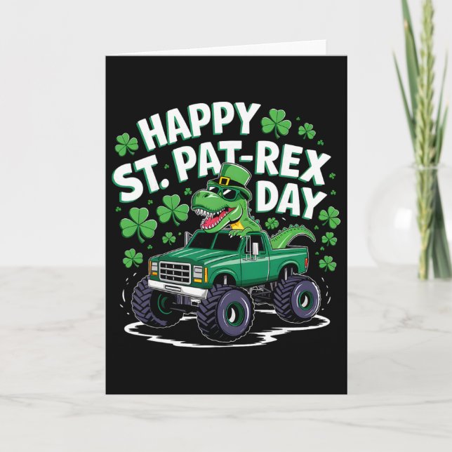 Glad St Pat-rex Patricks dag Dinosaurie Monster Sa Kort (Framsida)