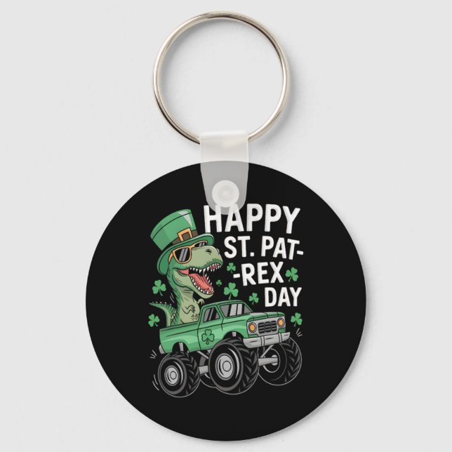 Glad St Pat-rex Patricks dag Dinosaurie Monster Sa Nyckelring (Framsida)