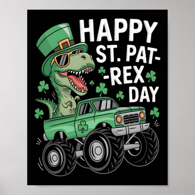 Glad St Pat-rex Patricks dag Dinosaurie Monster Sa Poster (Framsidan)