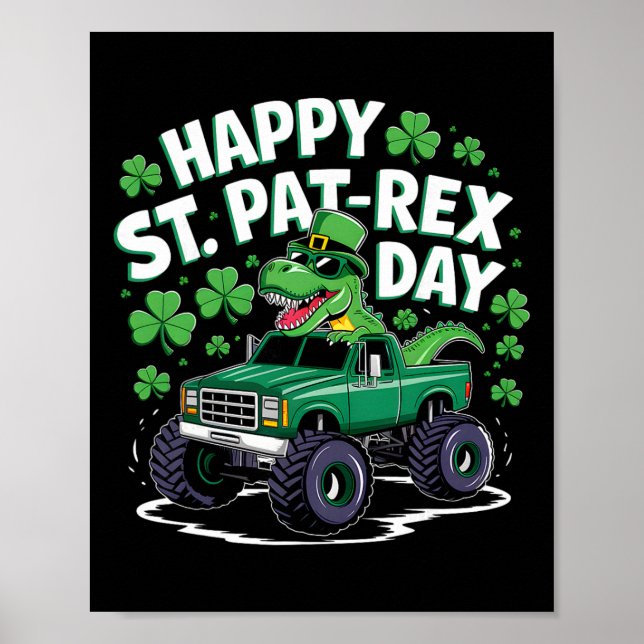 Glad St Pat-rex Patricks dag Dinosaurie Monster Sa Poster (Framsidan)