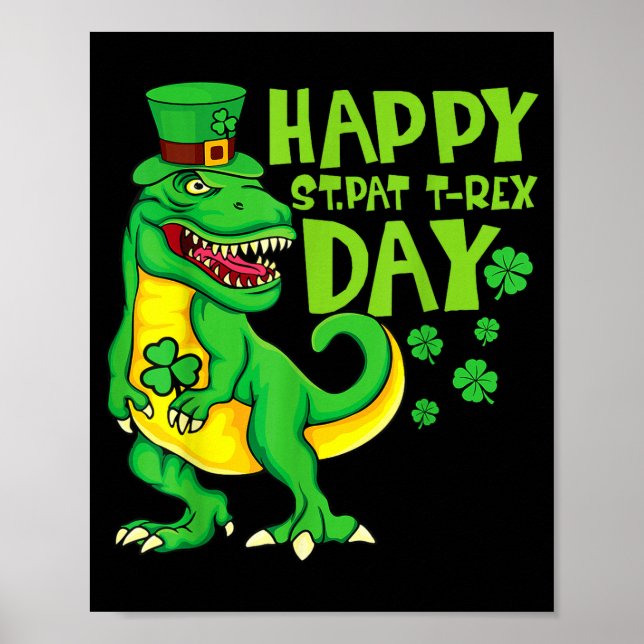 Glad st pat t rex dag st patricks dag dinosaurie poster (Framsidan)