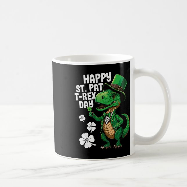 Glad St Pat T-rex dag St Patricks Day Dinosaur Di Kaffemugg (Höger)