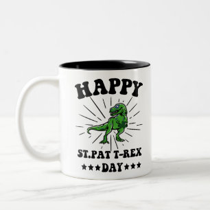 Glad St Pat Trex Dag Dino St Patricks Dag Två-Tonad Mugg