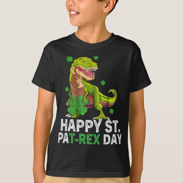 Glad St Pat Trex Dag Dinosaur Barn St Patricks T Shirt (Framsida)