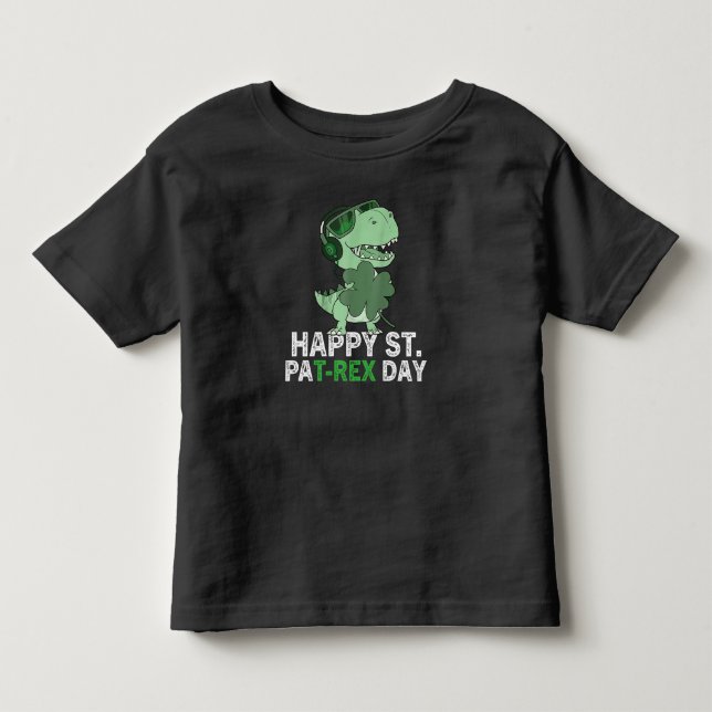 Glad St Pat Trex Dag Dinosaur Bebis St Patricks T Shirt (Framsida)