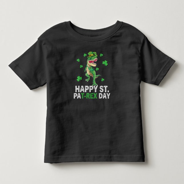 Glad St Pat Trex Dag Dinosaur Bebis St Patricks T Shirt (Framsida)